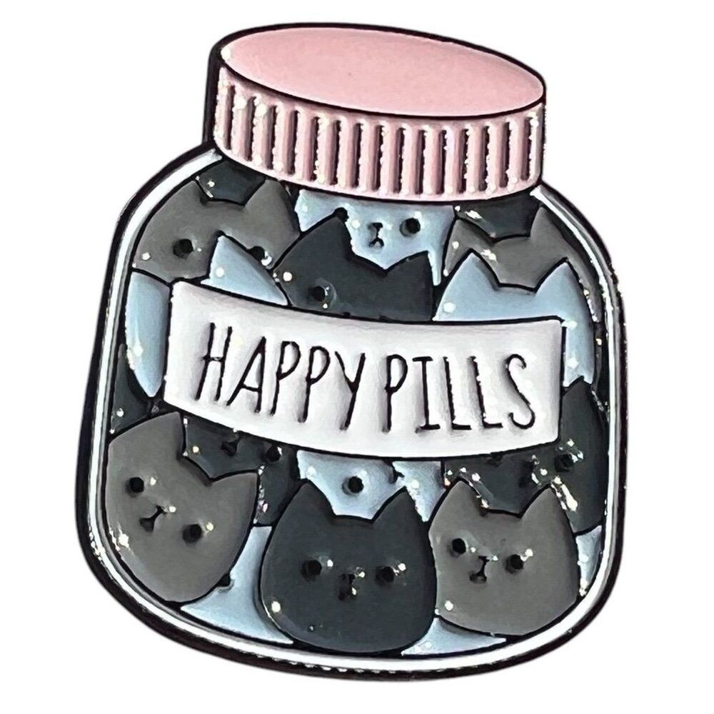 Happy Pills Cats in a Jar Kawaii Cute Cat Lovers Enamel Pin